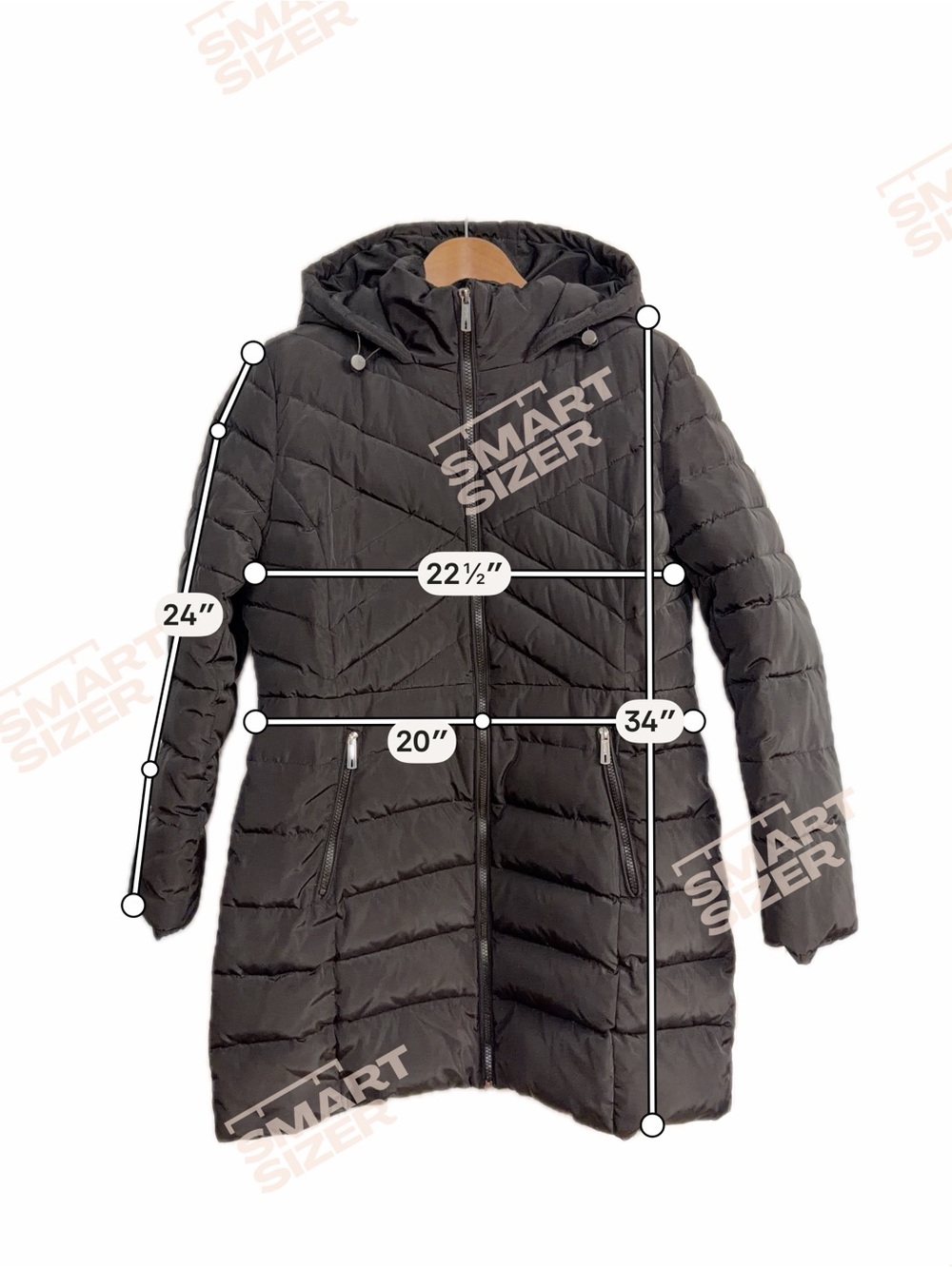 Kenneth Cole Reaction Black Hooded Long Puffer Coat Quilted Zip Jacket Large - Picture 8 of 8
